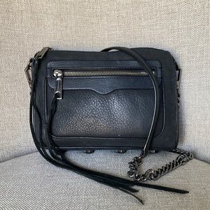 Rebecca Minkoff Black Leather Chain-Link Crossbody Bag